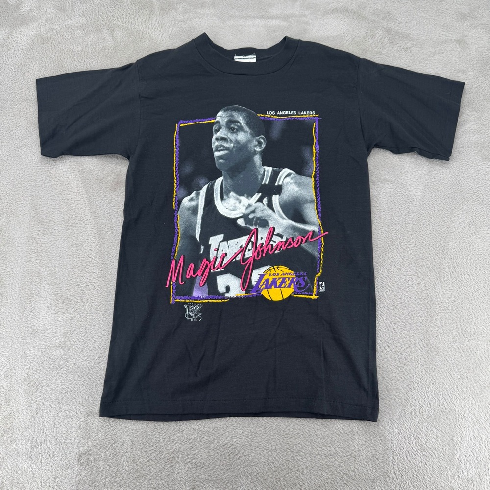 NWT VTG 1990 Los Angeles Lakers Magic Johnson‎ Shirt Mens M Black
